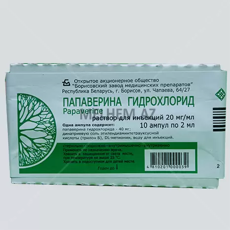 PAPAVERİN HİDROXLORİD 20 mq/ml
